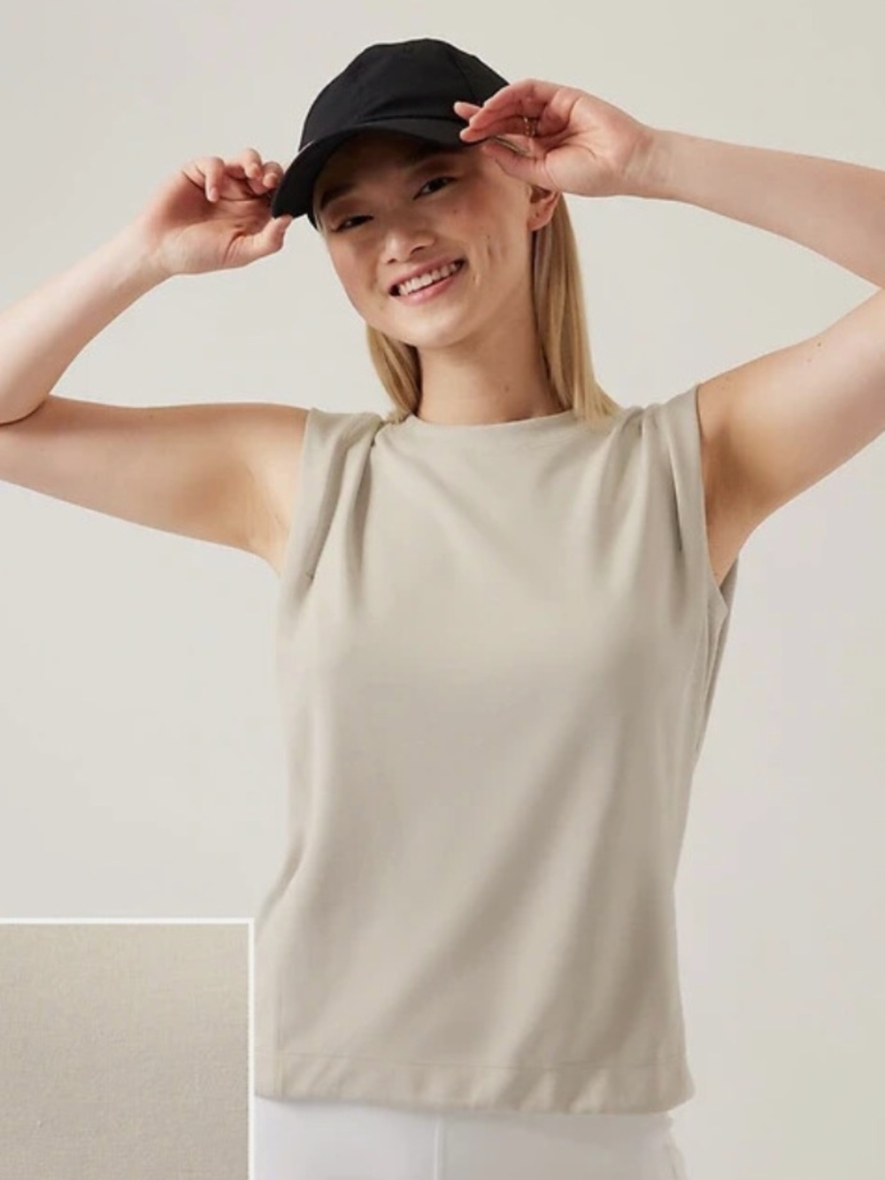 Athleta SeaSoft Cream Sleeveless Workout Tank Top
